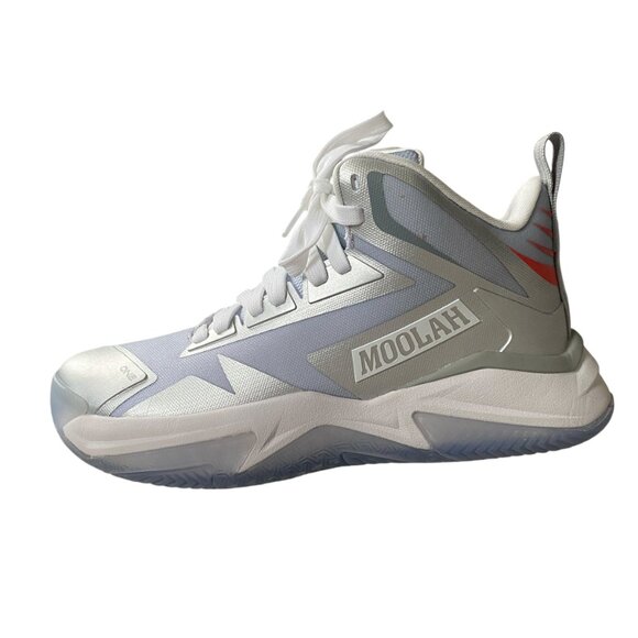 Moolah womens size 8 triple double glitch mode metallic silver high top sneakers - Picture 3 of 10